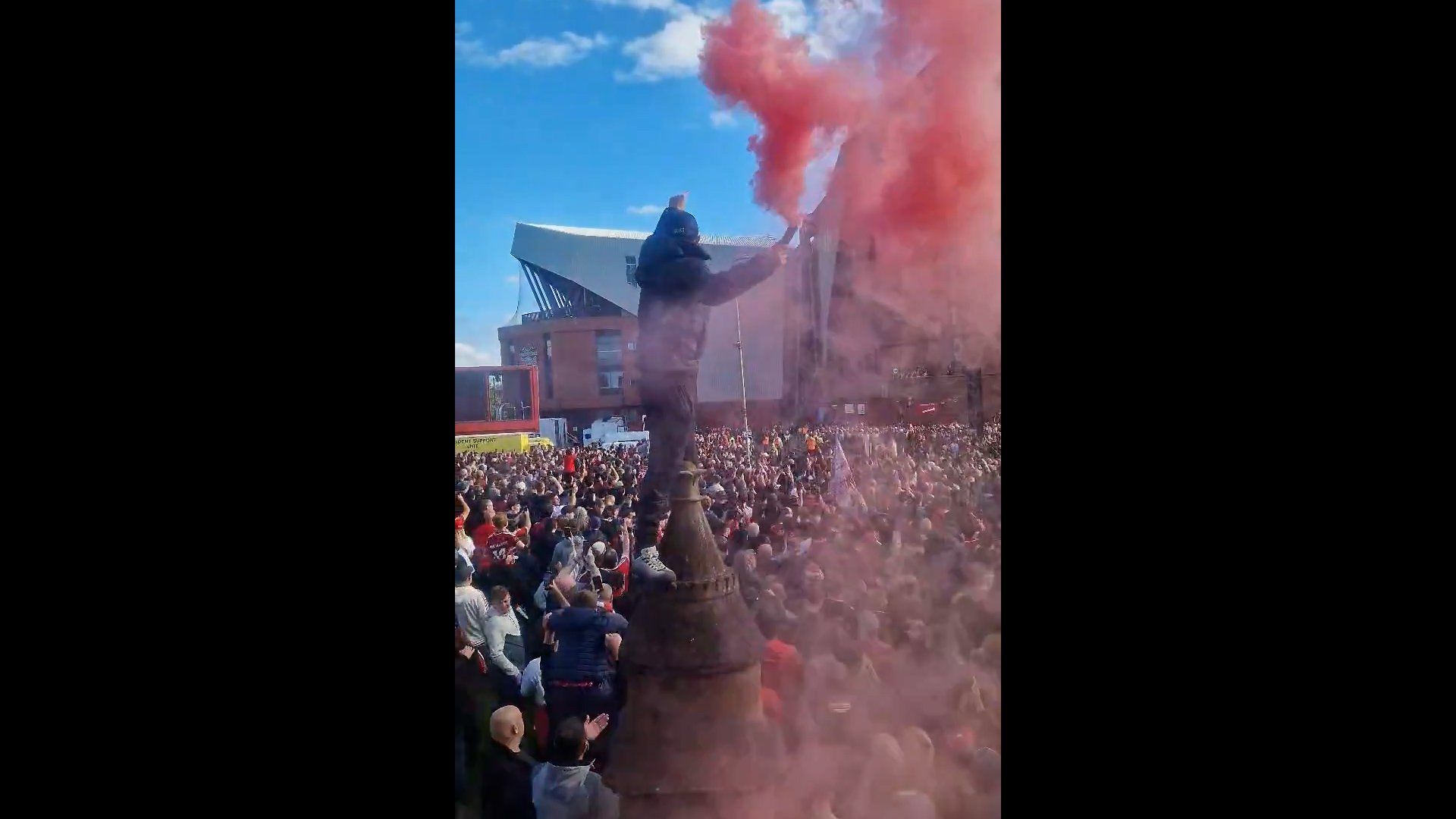 Liverpool fans give Manchester City a fiery welcome at Anfield