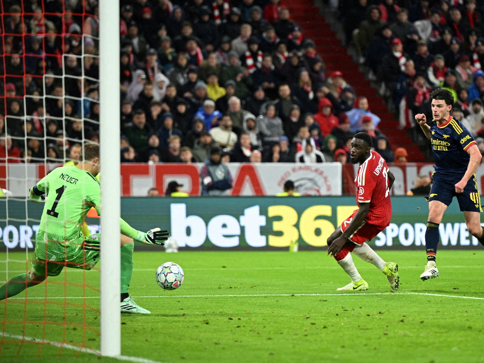 Declan Rice grabs Arsenal draw at Bayern Munich in Champions League