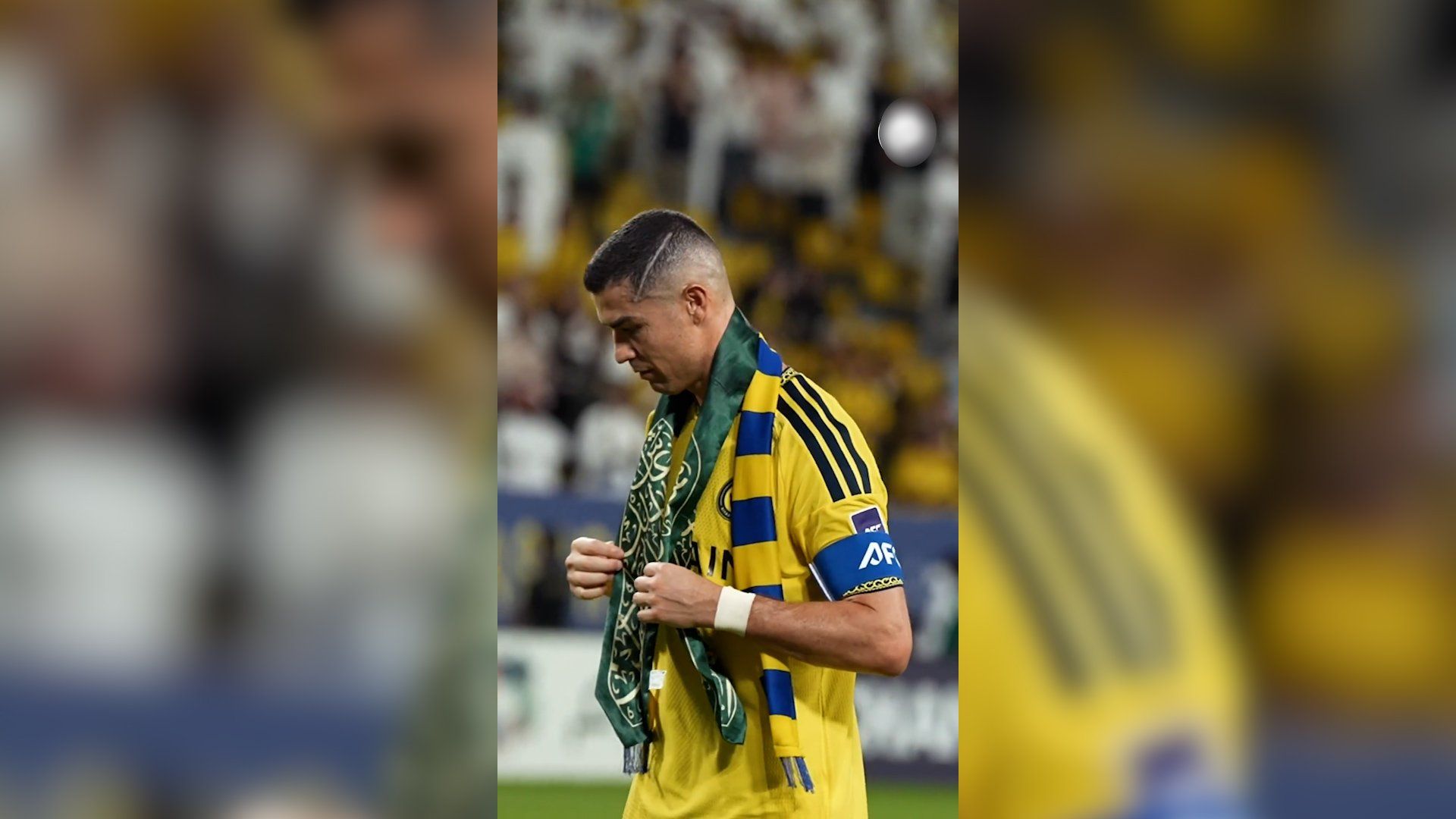 Ronaldo waves Saudi-flag scarf after match interrupted by missile alert