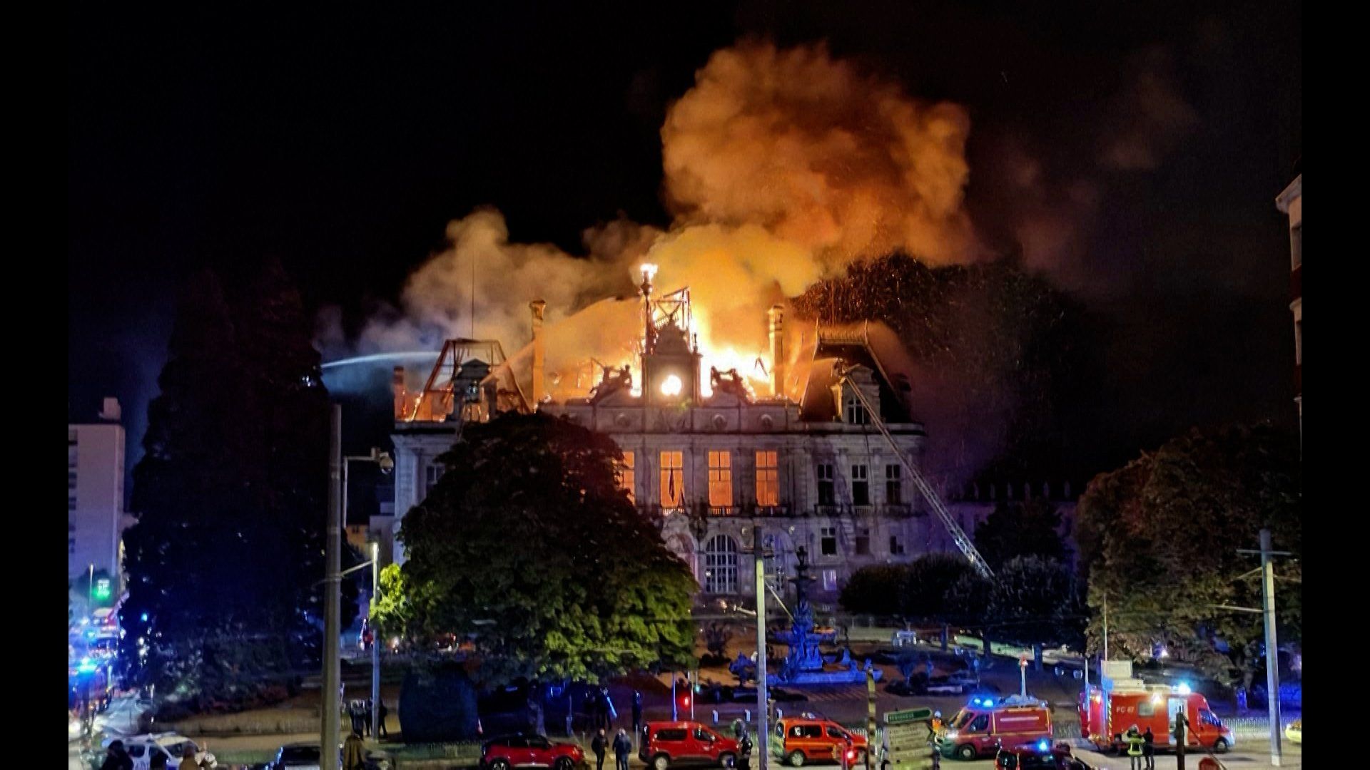 Buildings burn as French protests go into the night